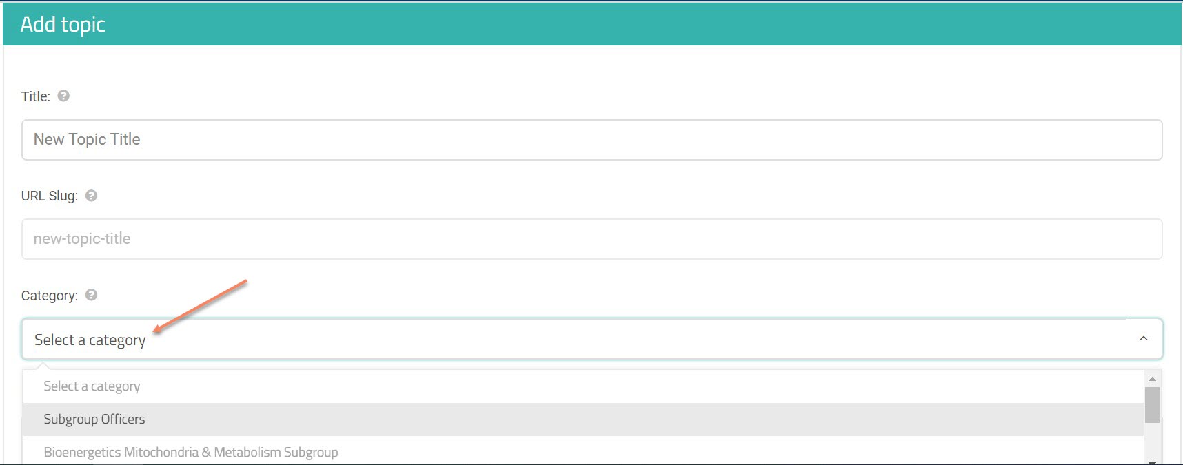 new topic select category image